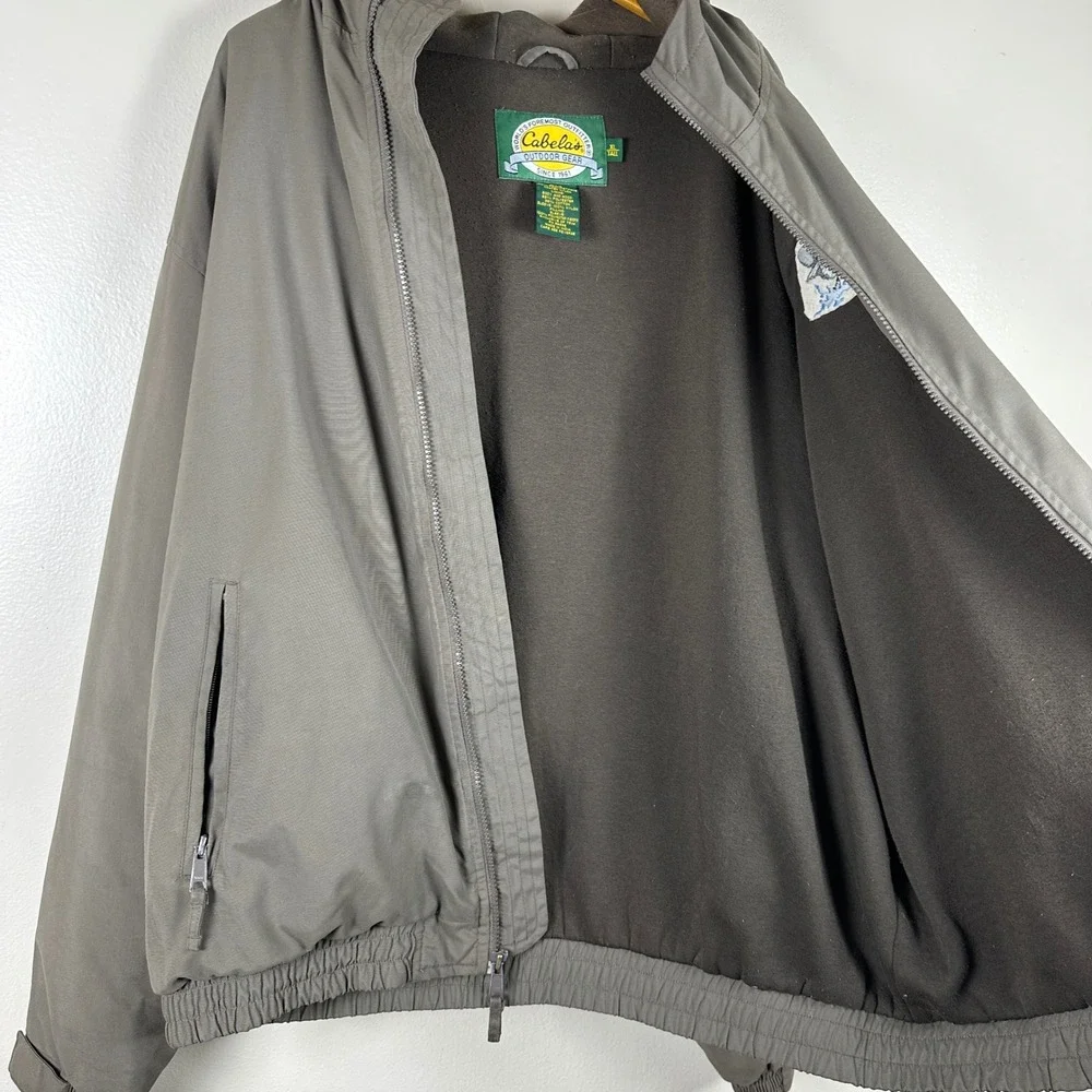 Cabela's Mens XL Tall Hooded Jacket Olive Green Duck Embroidery Fleece Lined NEW